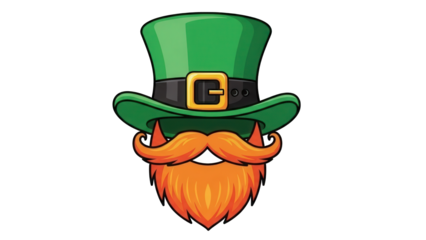 Vibrant leprechaun character with bright green hat and orange beard