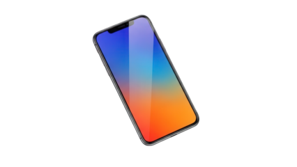 Modern smartphone with vibrant gradient screen on black background