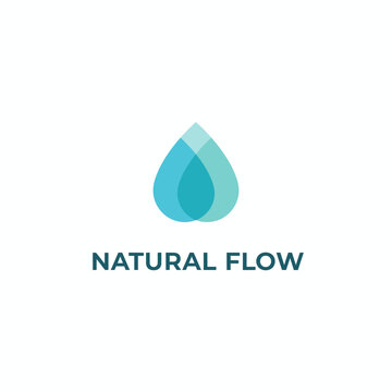 Minimalist Overlapping Water Drops Natural Flow Logo