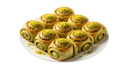 Baklava rolls isolated on transparent background