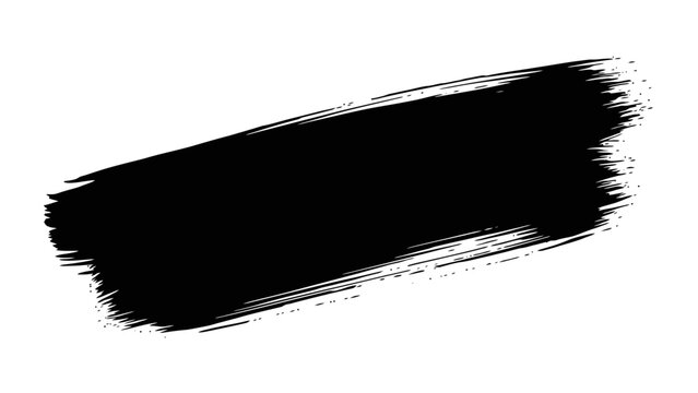 A thick, black brush stroke painted diagonally across a white background.