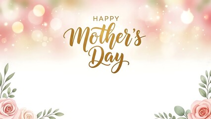 Happy Mother's Day greeting card with roses and bokeh background