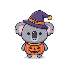 Obraz premium Cute Koala in Halloween Costume Vector Illustration