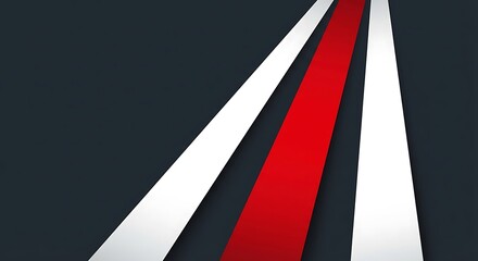 Geometric Pattern with Red and White Stripes on Dark Background