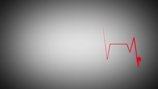 Cardiogram recording animation with red ECG waveform and glowing endpoint on black background. Medical heartbeat monitor visual for healthcare technology, clinical UI, and digital diagnostic use.