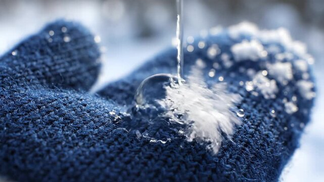 Snowflake on blue mitten
