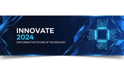 A futuristic, blue and black digital circuit board with a central processor icon, set against a dark background with glowing edges and a shadow effect.