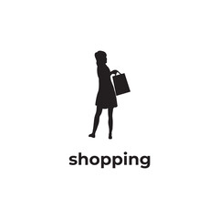 simple black shopping woman vector design