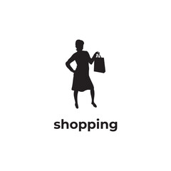 simple black shopping woman vector design