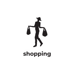 simple black shopping woman vector design
