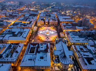 Union Square winter aerial