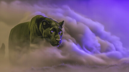 勇壮なヒョウが砂塵を舞上げながら走る姿