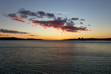 Sunset over Balaton in Hungary showing sky and water in evening light