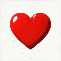 Glossy red heart centered on a speckled white background conveying love and warmth