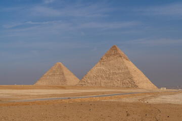 Horizontal view of the Great Pyramids of Giza Cairo, Egypt