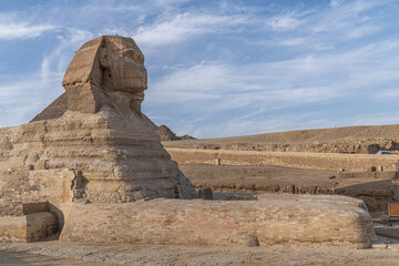 Horizontal View of the Great Sphinx of Giza, Cairo, Egypt