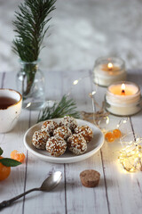 Round candy sprinkled with sesame seeds