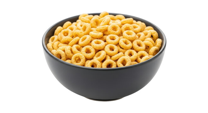 Bowl of honey nut cheerios cereal isolated on transparent background