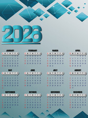 Modern 2026 Calendar with Geometric Blue Design