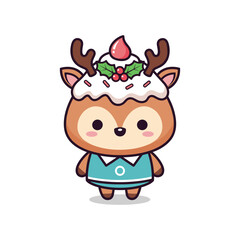Fototapeta premium Adorable Christmas Reindeer Vector Illustration