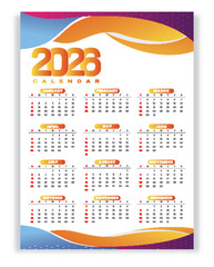 Modern 2026 Calendar Design with Vibrant Gradient Waves