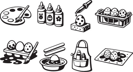 Easter Sticker and Printable Shapes Black and White eps