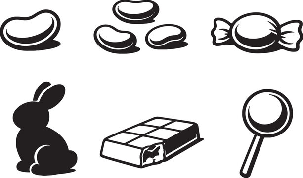 Easter Candy Shapes Black and White eps
