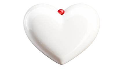 Glossy white heart isolated on transparent background