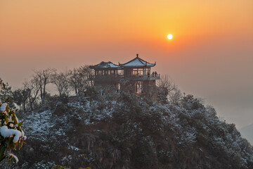 Sunrise at Xuguang Terrace in Moganshan Scenic Area, Huzhou City, Zhejiang Province, China.
