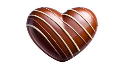 Heart-Shaped Chocolate with Decorative Lines on a Transparent Background