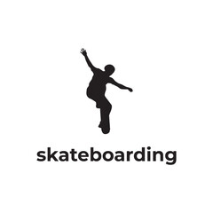 simple black skateboarding silhouette vector design