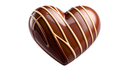 Heart-Shaped Chocolate with Decorative Lines on a Transparent Background