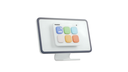 Computer Monitor Displaying Colorful App Icons.