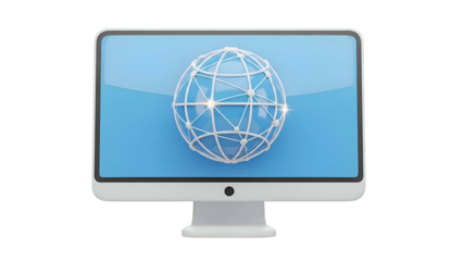 Computer Monitor Displaying Global Network Icon.