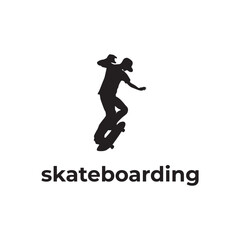 simple black skateboarding silhouette vector design