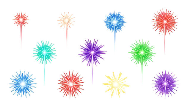 Colorful Fireworks Explosions on Sticks. - Powered by Adobe