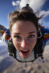 People skydiving from 30,000 feet altitude