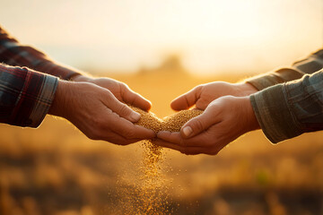 Hands holding a handful of grain