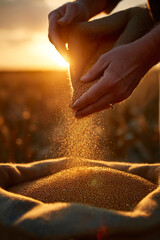 Hands holding a handful of grain