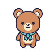 Obraz premium Adorable Cartoon Bear with Blue Bow Illustration