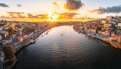 Landscape with Porto and Douro River at sunset, Portugal