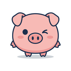 Cute Cartoon Pink Pig Illustration