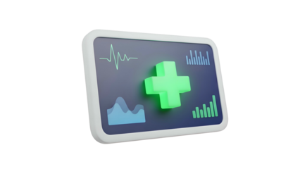 Green Medical Cross on Digital Display.