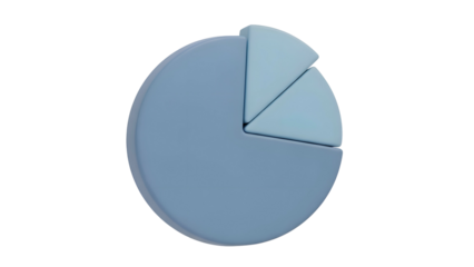 Blue Pie Chart with Three Sections.