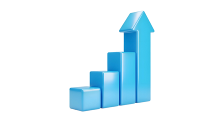 Blue 3D Graph Showing Increasing Trend.
