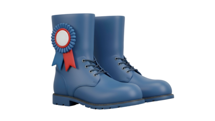 Blue Leather Boots with Ribbon Award.