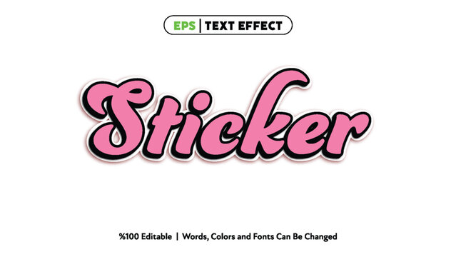Pink bubble letter sticker text effect vector art with black outline shadow and white background editable words font style vibrant illustration
