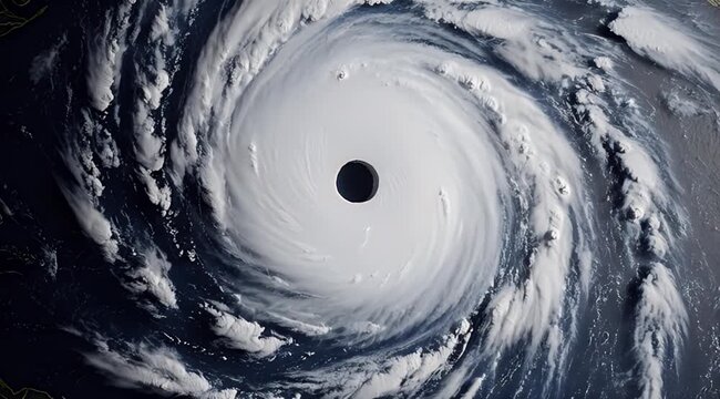 Hurricane Eye Storm Weather Satellite View.
