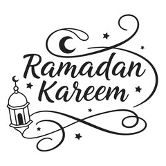 Ramadan Kareem greeting with elegant lantern and crescent moon