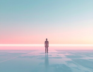 A human silhouette in a plane landscape 